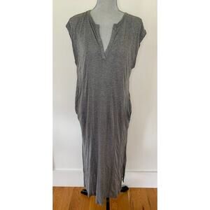 Alexander Wang Maxi T-Shirt Dress in Gray Small Ribbed Knit Sleeveless V-Neck
